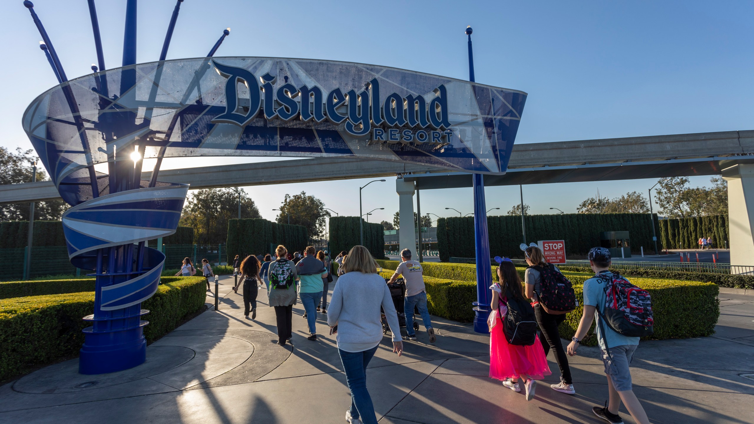 Visitors attend Disneyland Park on Feb. 25, 2020, in Anaheim. (David McNew/Getty Images)