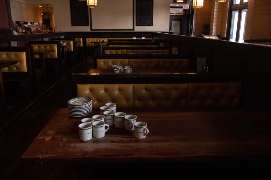 An empty restaurant serving only takeout due to the novel coronavirus, COVID-19, outbreak is seen in Washington, D.C., on March 18, 2020. (NICHOLAS KAMM / AFP via Getty Images)