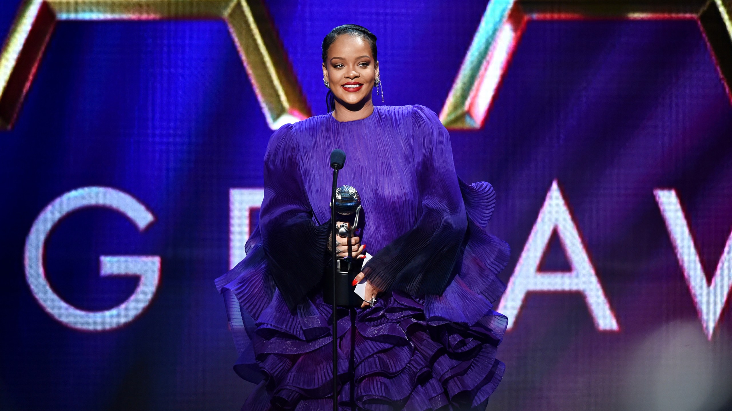 Rihanna accepts the President’s Award on stage during the 51st NAACP Image Awards, Presented by BET, at the Pasadena Civic Auditorium on Feb. 22, 2020. (Aaron J. Thornton/Getty Images for BET)