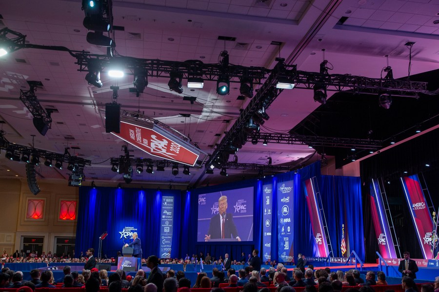 Donald Trump speaks during the annual Conservative Political Action Conference (CPAC) at Gaylord National Resort & Convention Center on Feb. 29, 2020 in National Harbor, Maryland. (Tasos Katopodis/Getty Images)