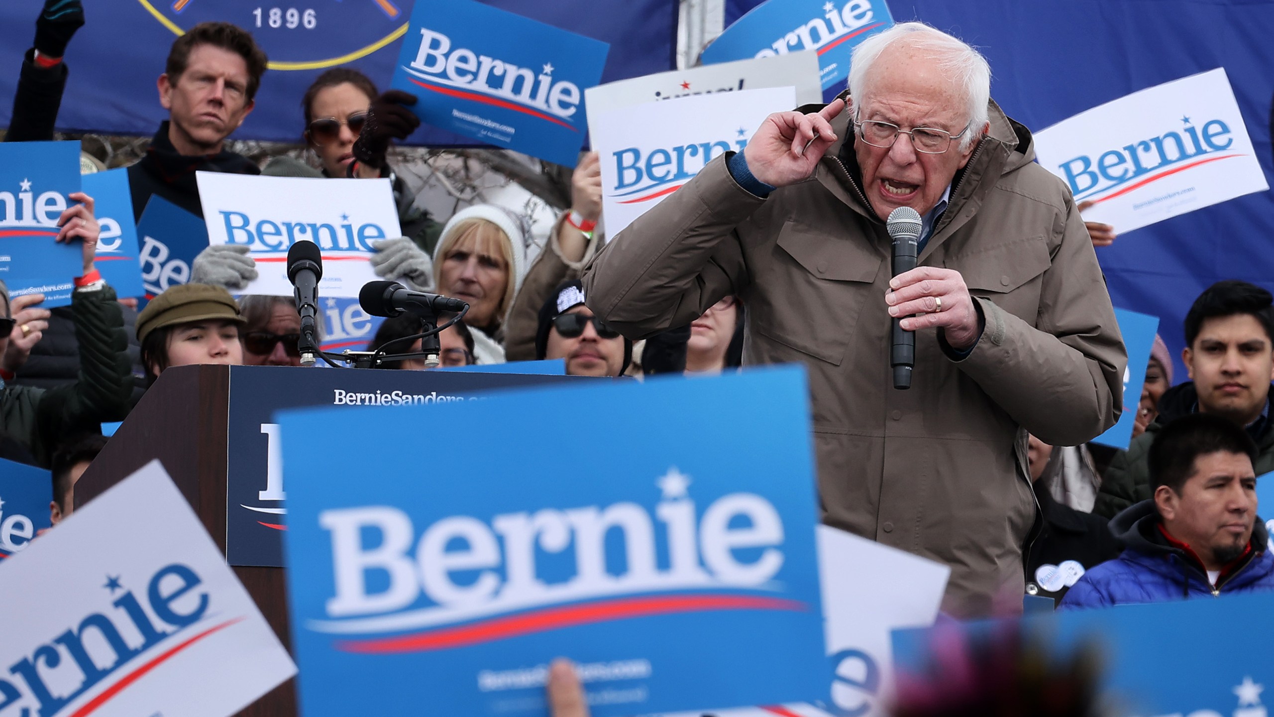 Democratic presidential candidate Sen. Bernie Sanders addresses supporters during a campaign rally on March 2, 2020, in Salt Lake City, Utah. (Chip Somodevilla/Getty Images)