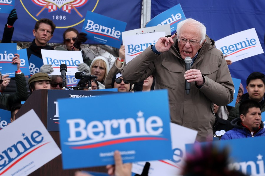 Democratic presidential candidate Sen. Bernie Sanders addresses supporters during a campaign rally on March 2, 2020, in Salt Lake City, Utah. (Chip Somodevilla/Getty Images)