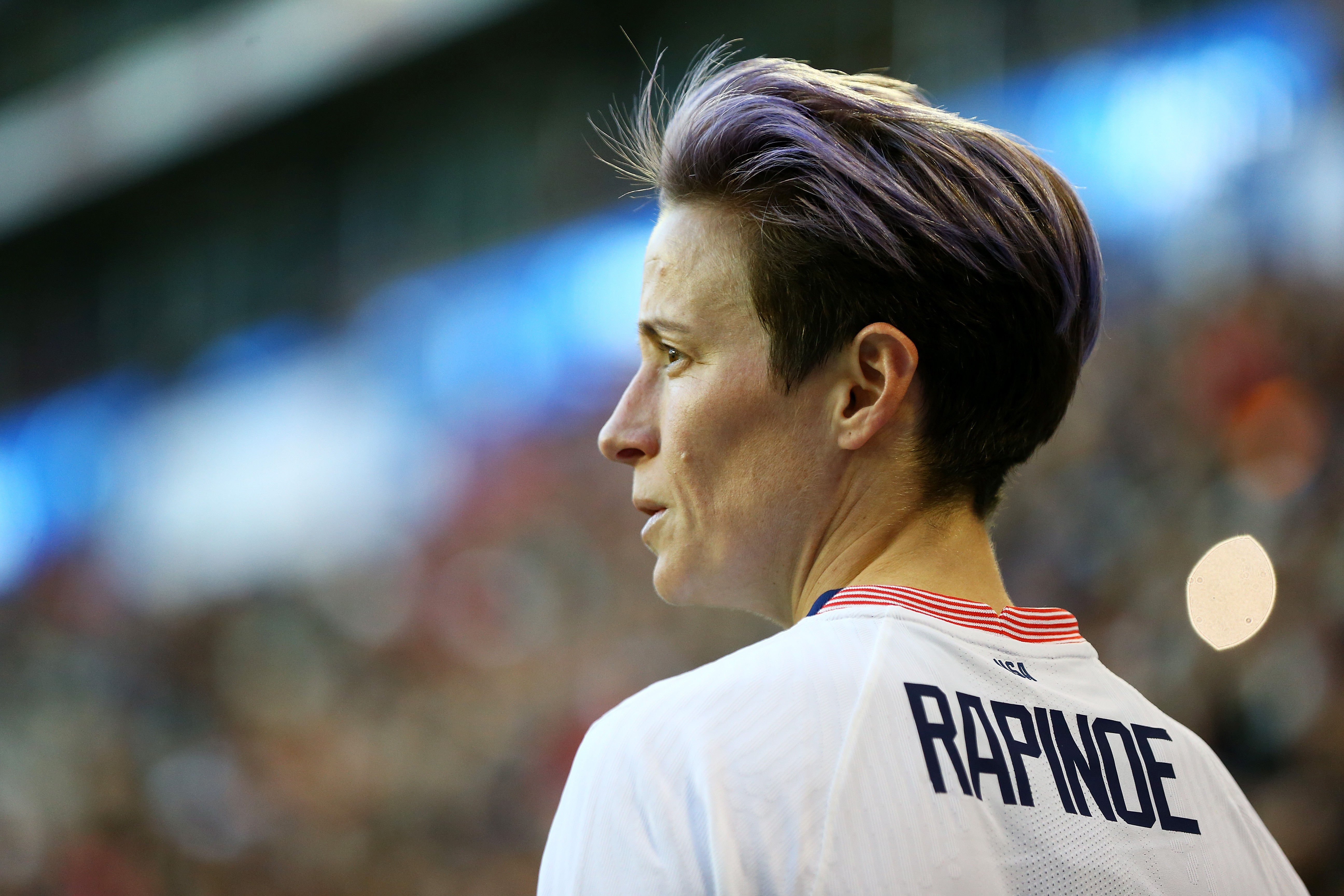 U.S. player Megan Rapinoe plays in a match against Spain at Red Bull Arena on March 8, 2020 in Harrison, New Jersey. (Mike Stobe/Getty Images)