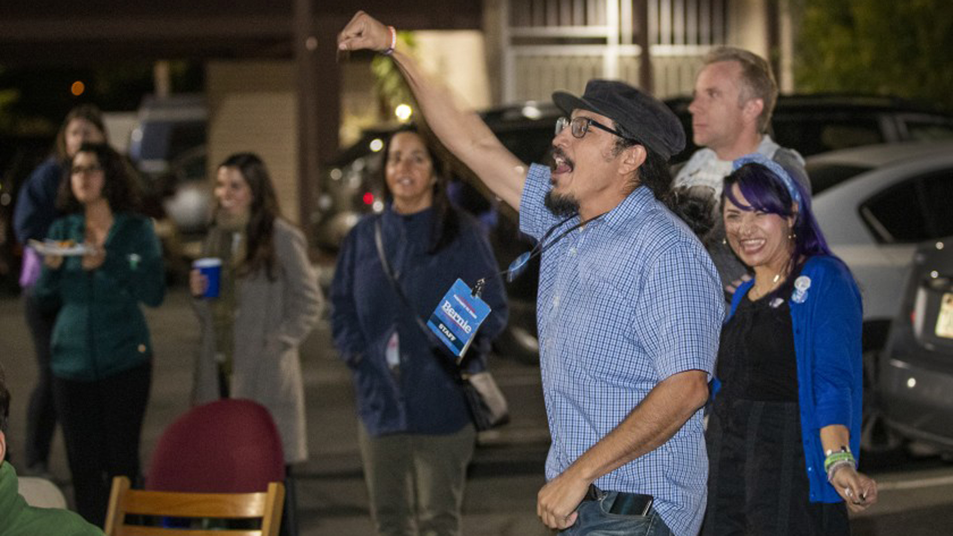 After losing to Hillary Clinton in the 2006 primary, the Sanders camp in California tapped people like Joesé Hernandez (center) — local activists that just happened to be Latino, with deep community connections — as field organizers and volunteers. They, in turn, asked their networks to come out and vote for someone who breathed the same progressive fire they had for years. He and other longtime activists were crucial to the senator’s 2020 triumph in California. (Allen J. Schaben / Los Angeles Times)