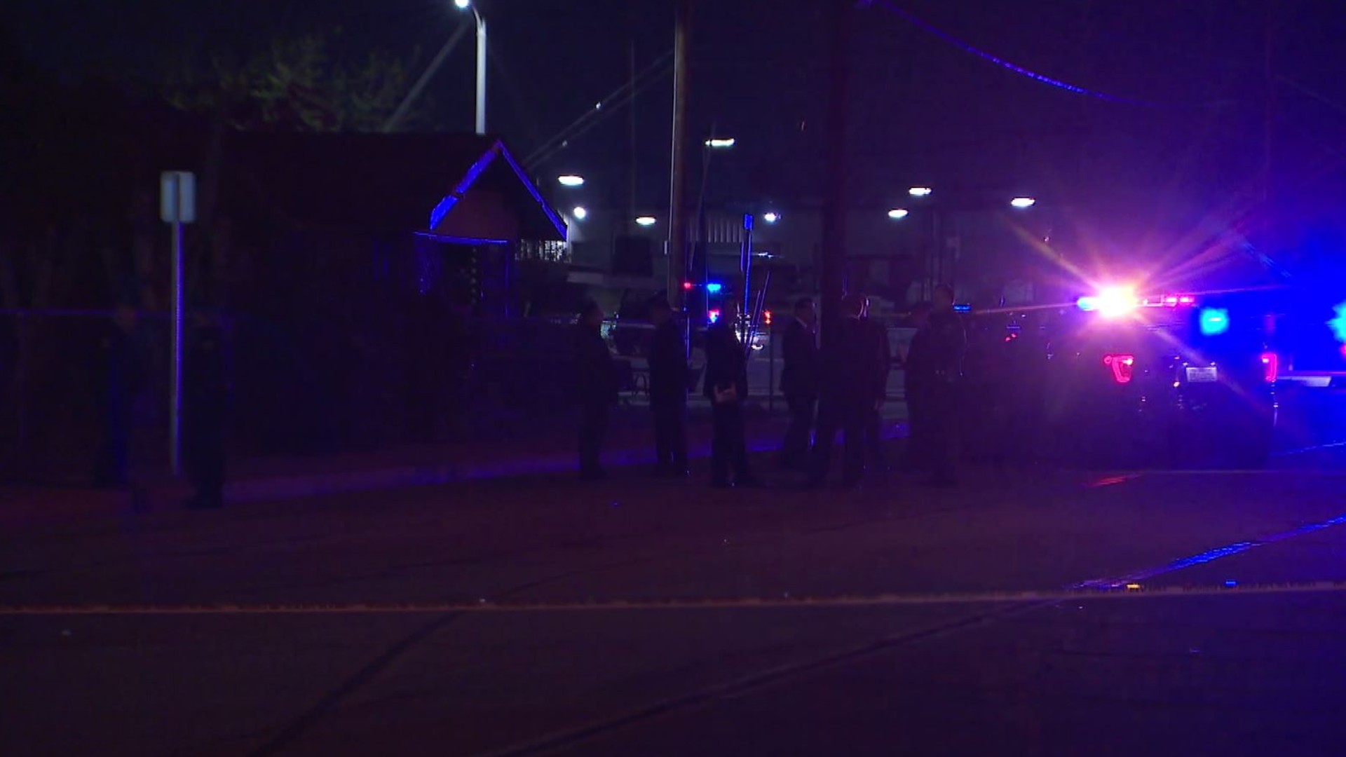 Authorities investigate a deadly police shooting at Reservoir and 3rd streets in Pomona on March 30, 2020. (KTLA)