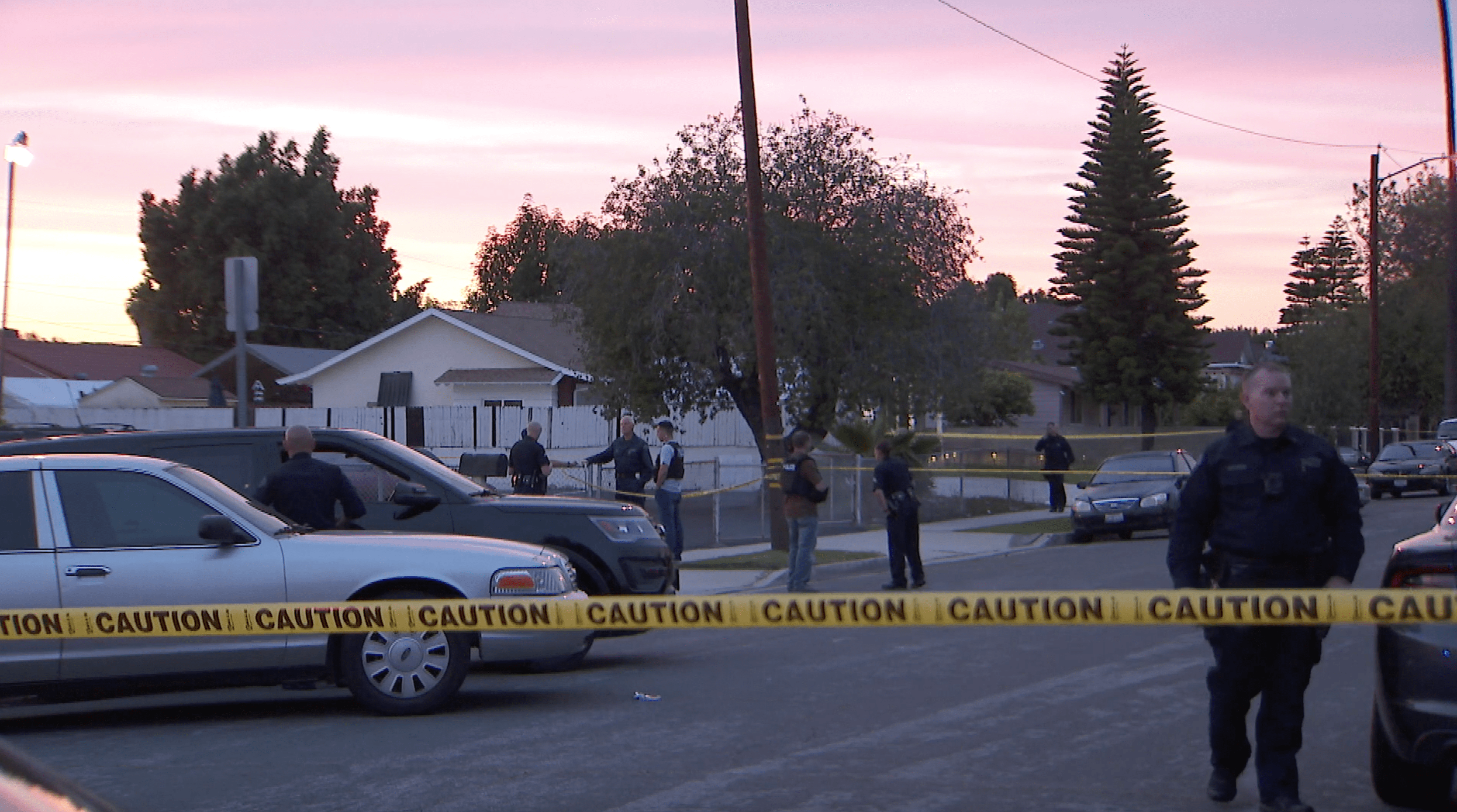 Investigators respond after a man was shot by police in South Whittier on March 31, 2020. (Credit: KTLA)