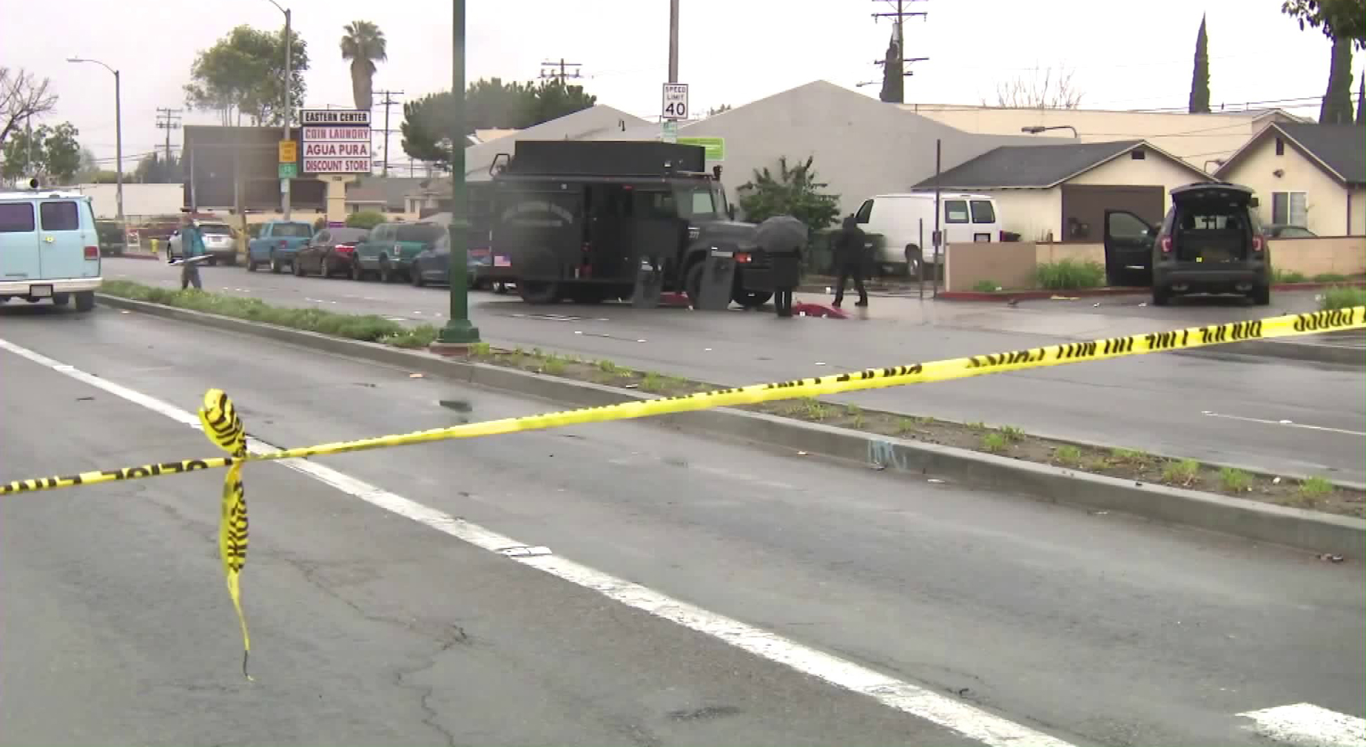 Authorities respond to a fatal police shooting on March 10, 2020. (KTLA)