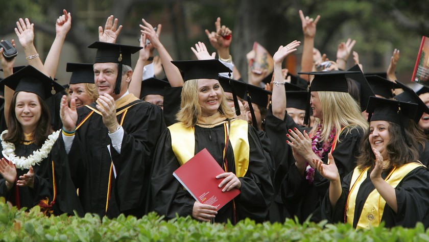 Graduates celebrate their accomplishments during USC’s 125th commencement ceremonies in May of 2006.(Los Angeles Times)