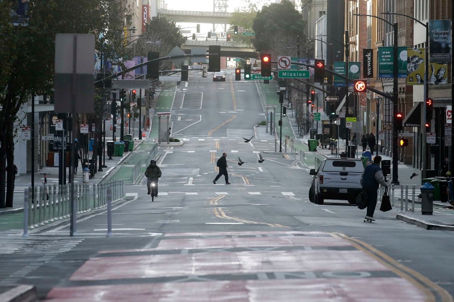 The basics of a "shelter-in-place" order during the coronavirus pandemic are fairly clear: Stay at home. (Jeff Chiu/AP)