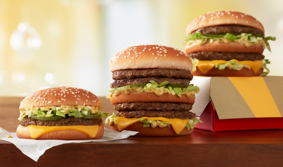 McDonald's will serve a Little Mac (left) and a Double Big Mac (right) beginning on Wednesday, April 11. (McDonald’s via CNN Wire)