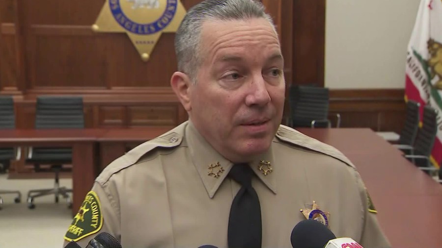 Los Angeles County Sheriff Alex Villanueva speaks to reporters on March 3, 2020. (KTLA)