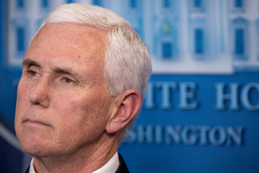 Vice President Mike Pence listens during a briefing on the Trump administration's coronavirus response. (Tasos Katopodis/Getty Images)