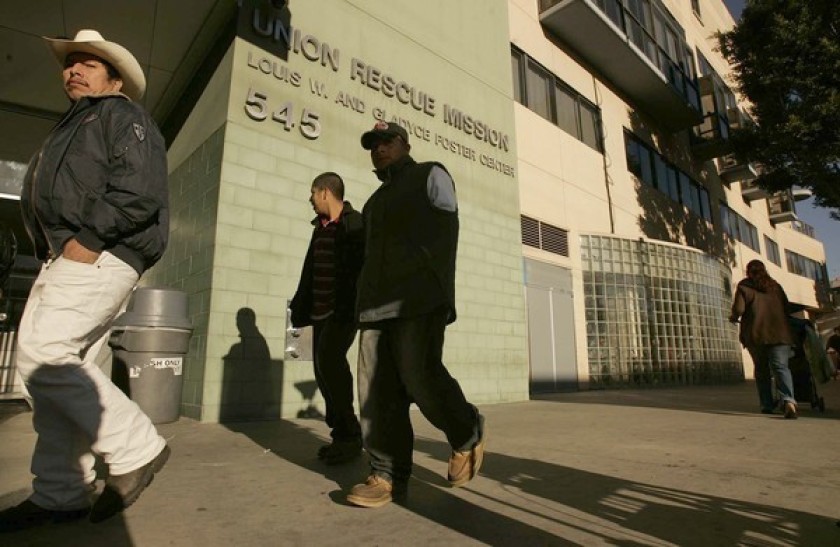 The Union Rescue Mission in Skid Row is shown in an undated photo. (Al Seib / Los Angeles Times)