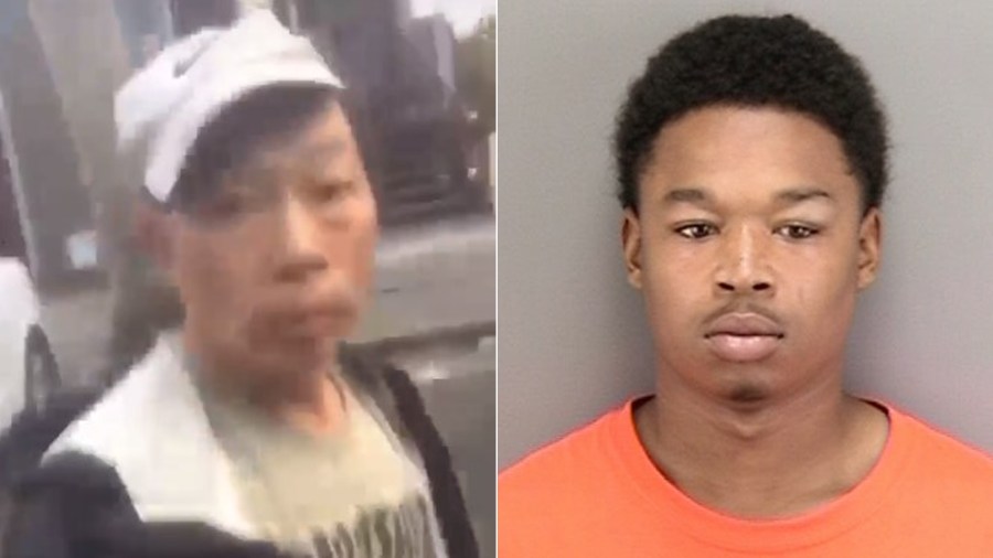 Suspect Dwayne Grayson, right, and the unidentified victim in a beating on the street on in San Francisco are seen in images released by the San Francisco Police Department.