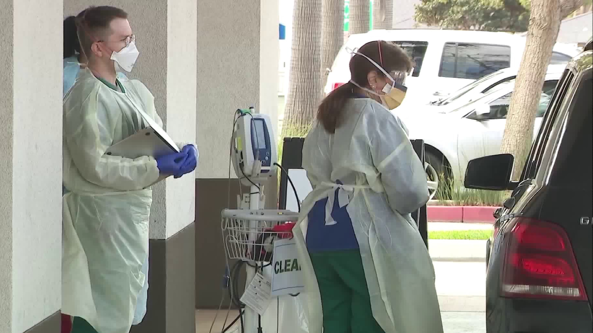 A coronavirus screening and testing site is seen in Ventura County on March 19, 2020. (KTLA)