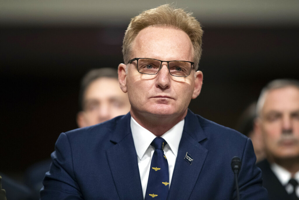 In this Dec. 3, 2019, file photo, acting Navy Secretary Thomas Modly testifies during a hearing of the Senate Armed Services Committee about about ongoing reports of substandard housing conditions in Washington. (Alex Brandon/Associated Press)