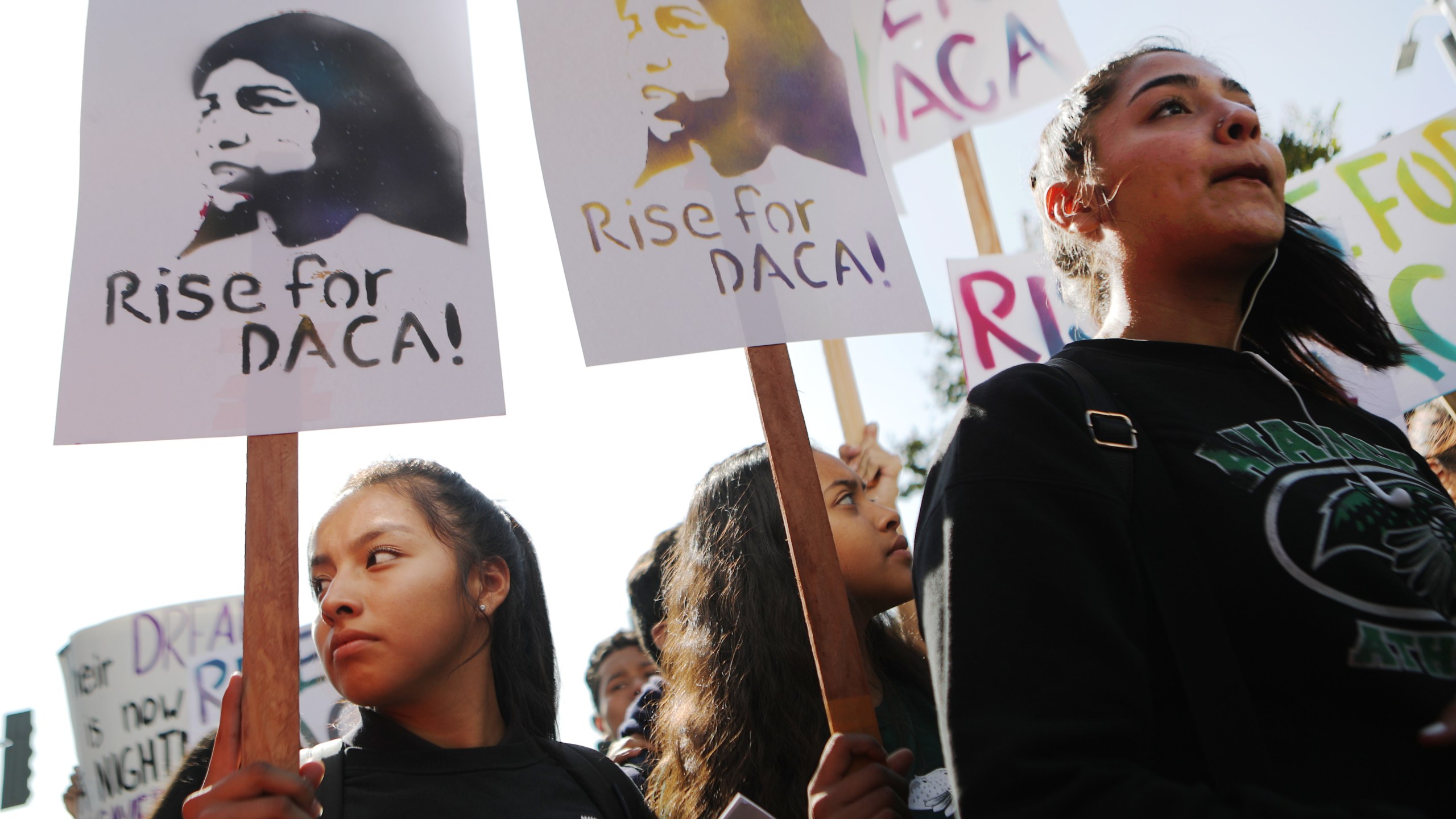 Students and supporters rally in support of DACA recipients in Los Angeles on the day the Supreme Court hears arguments in the Deferred Action for Childhood Arrivals case, Nov. 12, 2019. (Credit: Mario Tama / Getty Images)