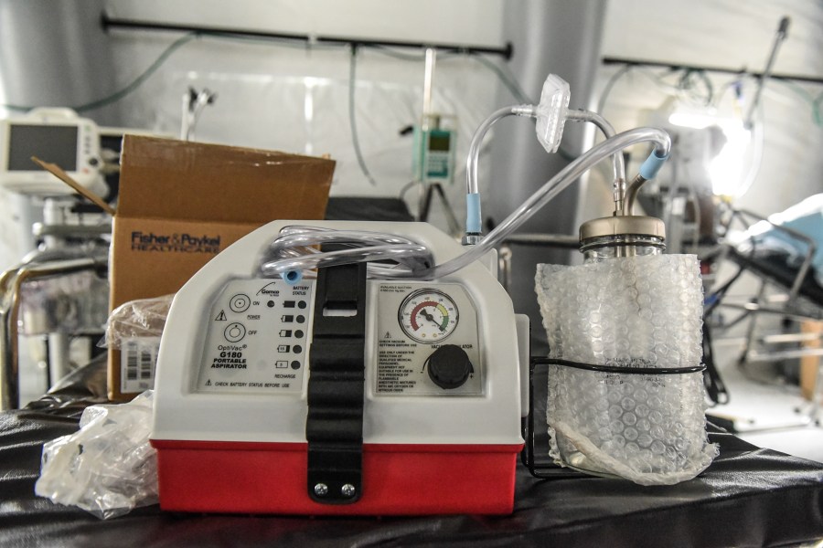 A ventilator and other hospital equipment is seen in an emergency field hospital to aid in the COVID-19 pandemic in Central Park on March 30, 2020, in New York City. (Stephanie Keith/Getty Images)