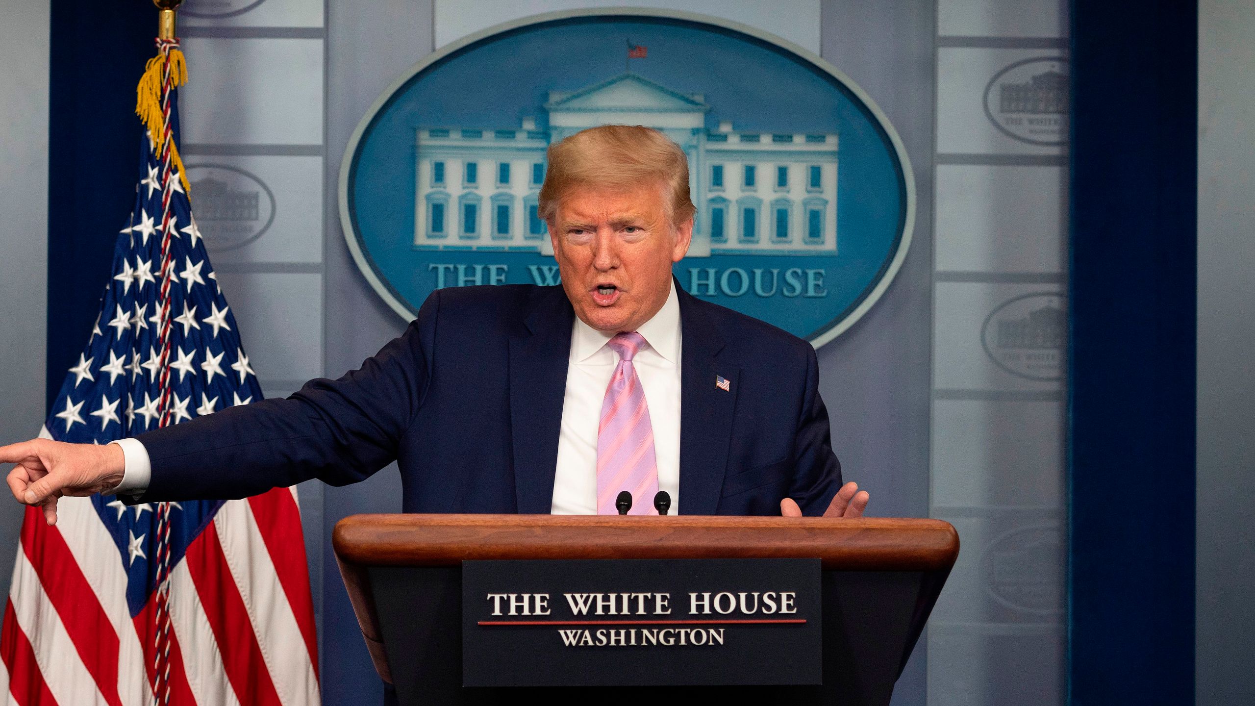 President Donald Trump speaks during the daily briefing on the novel coronavirus at the White House on April 4, 2020, in Washington, DC. (JIM WATSON/AFP via Getty Images)