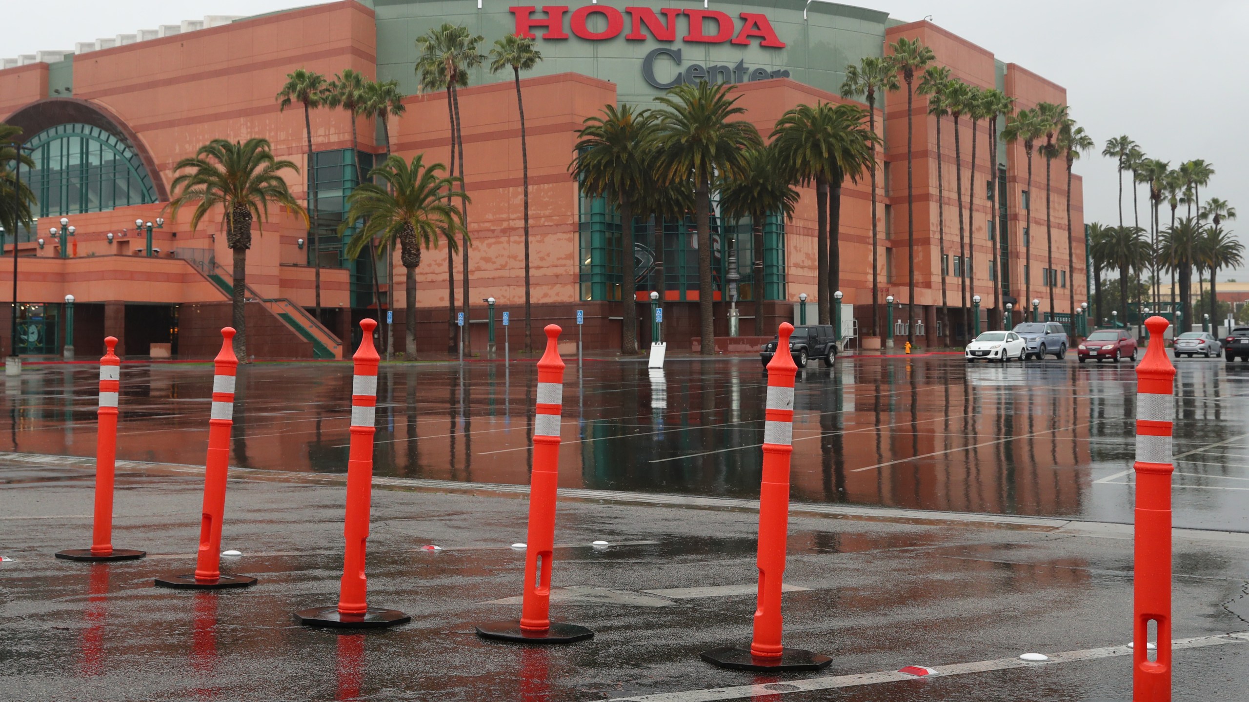 A view of the empty Honda Center after the cancellation of the Big West Men's Basketball Tournament due to the medical emergency Covid-19 (Coronavirus) at Honda Center on March 12, 2020 in Anaheim, California. (Joe Scarnici/Getty Images)