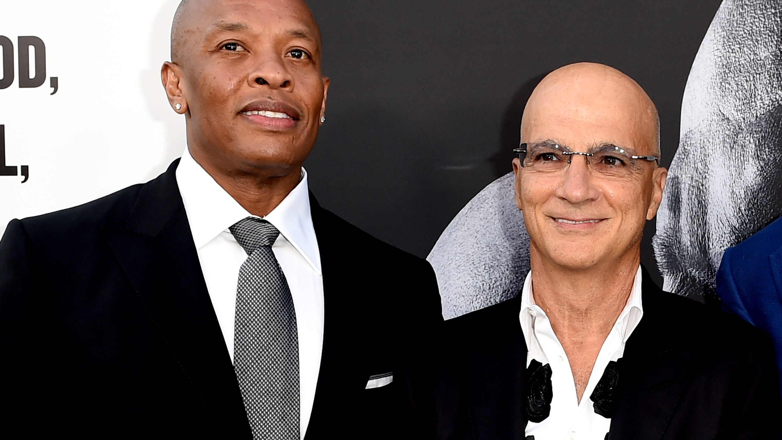 Dr. Dre and Jimmy Iovine arrive at the premiere screening of HBO's "The Defiant Ones" at Paramount Studios on June 22, 2017, in Los Angeles. (Kevin Winter/Getty Images)