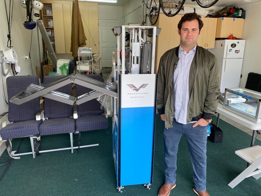 Dimer Co-Founder Elliot Kreitenberg with the Germ Falcon