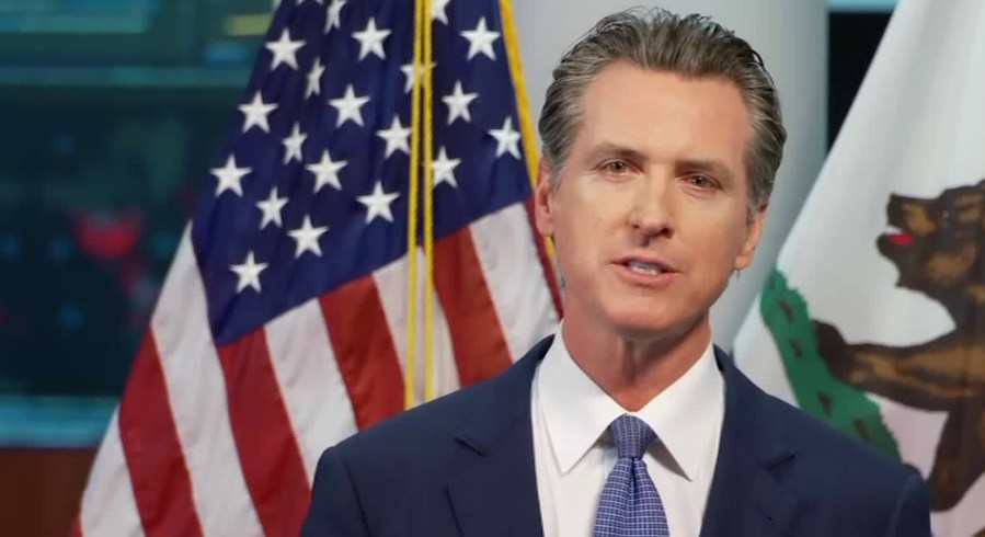 California Gov. Gavin Newsom addresses the COVID-19 outbreak in the state during a livestream on April 1, 2020.