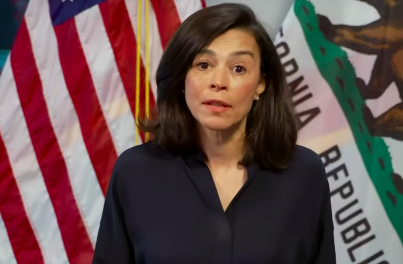 Dr. Sonia Y. Angell, California Department of Public Health director and state health officer, discusses COVID-19 guidelines on facial coverings on April 1, 2020. (KTLA)