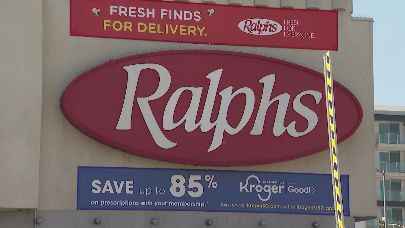 A sign for a Ralphs store in Koreatown is seen on April 3, 2020 in this file photo. (KTLA)