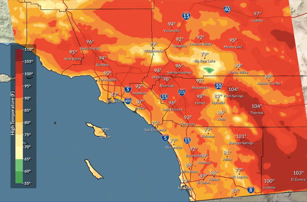 National Weather Service San Diego tweeted this map on April 25, 2020.