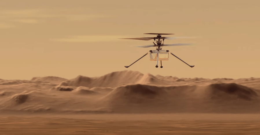 The flight model of NASA's Ingenuity Mars Helicopter. (NASA/JPL-Caltech)