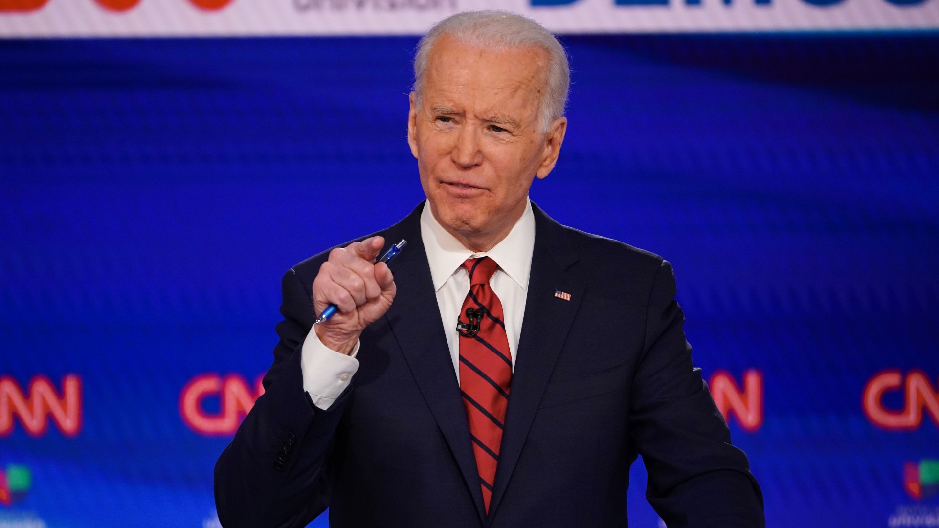 Democratic presidential hopeful former US vice president Joe Biden participates in the 11th Democratic Party 2020 presidential debate in a CNN Washington Bureau studio in Washington, DC on March 15, 2020. (MANDEL NGAN/AFP via Getty Images)