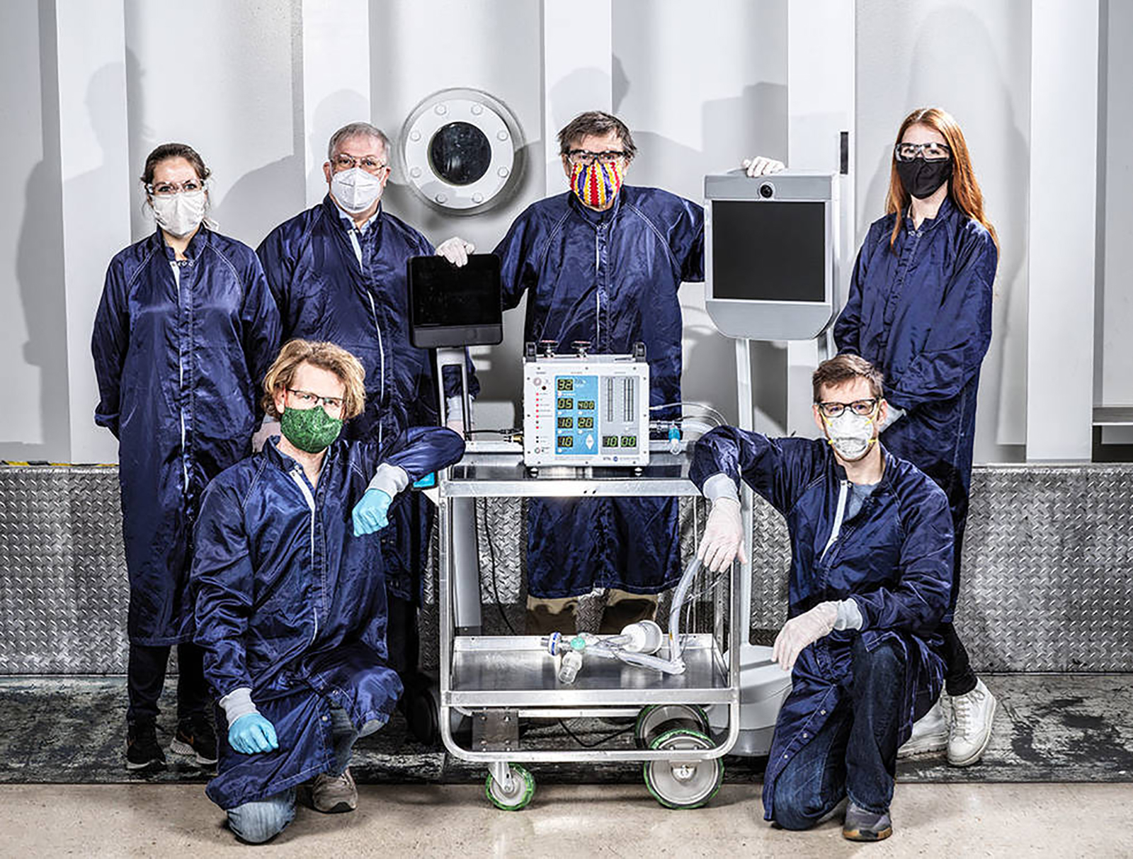 Pictured are engineers at NASA's Jet Propulsion Laboratory in Pasadena, who created a ventilator prototype designed to help coronavirus patients. (Dan Goods/NASA/JPL-Caltech)