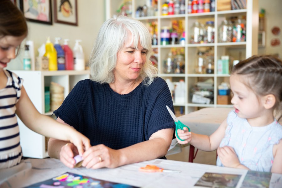 Samara Caughey, the owner, Purple Twig, a children's art studio, is shown. (CNN via Samara Caughey)