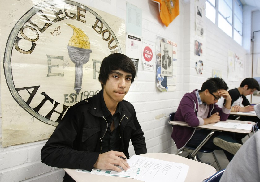 Students at El Rancho High School in Pico Rivera take an AP U.S. Government test in an undated photo. (Los Angeles Times)