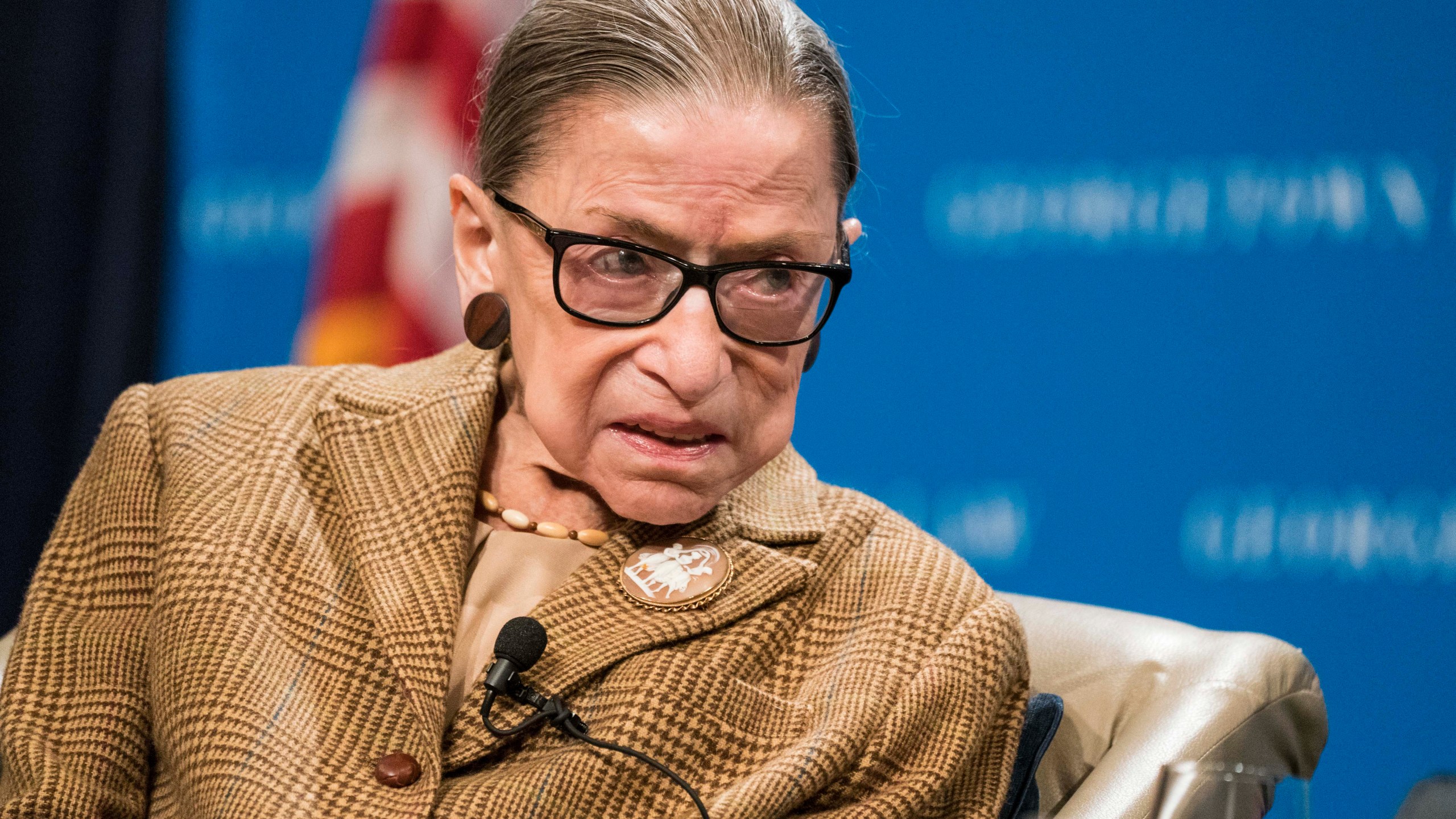 U.S. Supreme Court Justice Ruth Bader Ginsburg participates in a discussion at the Georgetown University Law Center on Feb. 10, 2020. (Sarah Silbiger/Getty Images)