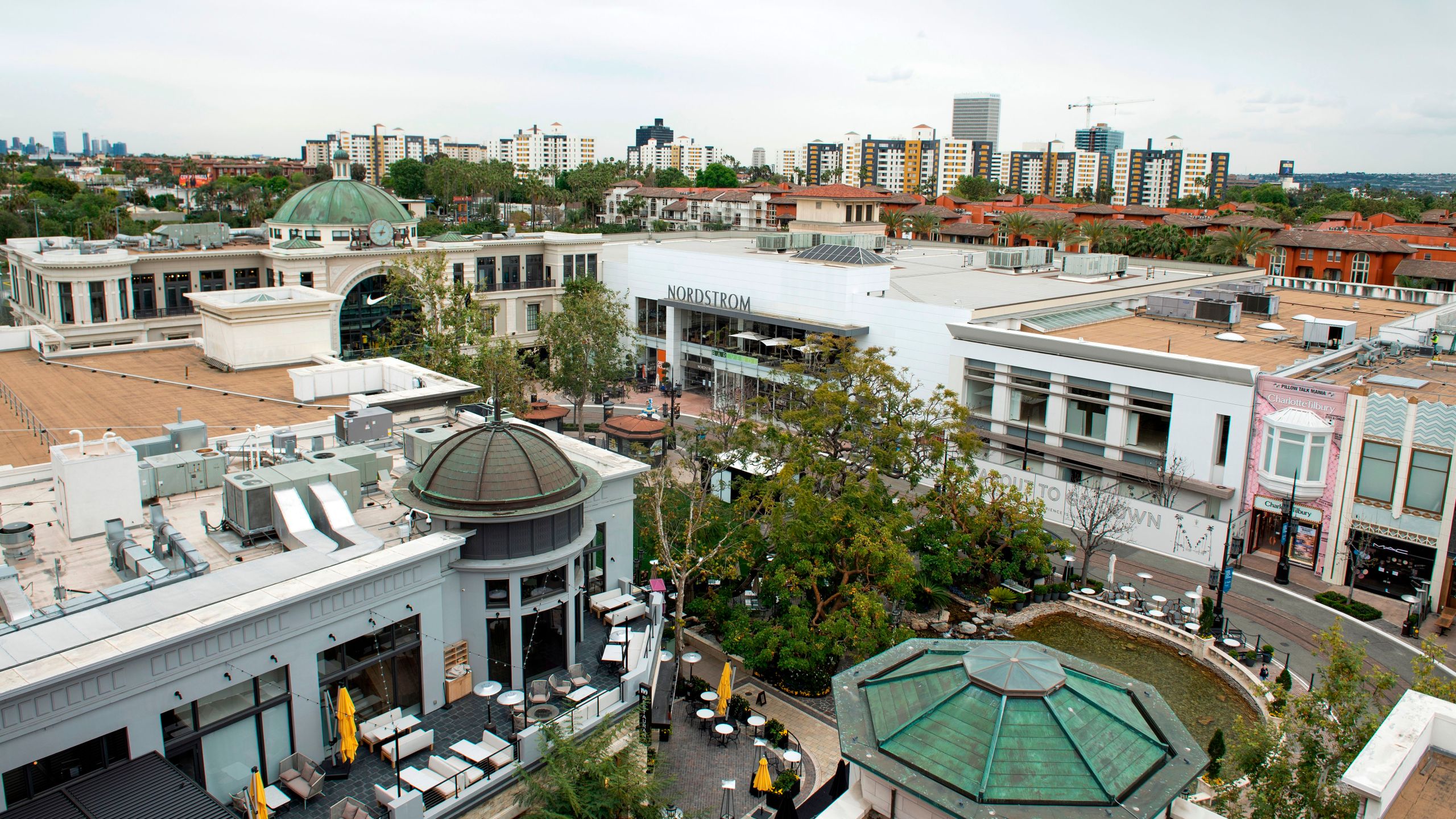 The Grove is seen deserted during the COVID-19 crisis on April 7, 2020, in Los Angeles. (VALERIE MACON/AFP via Getty Images)