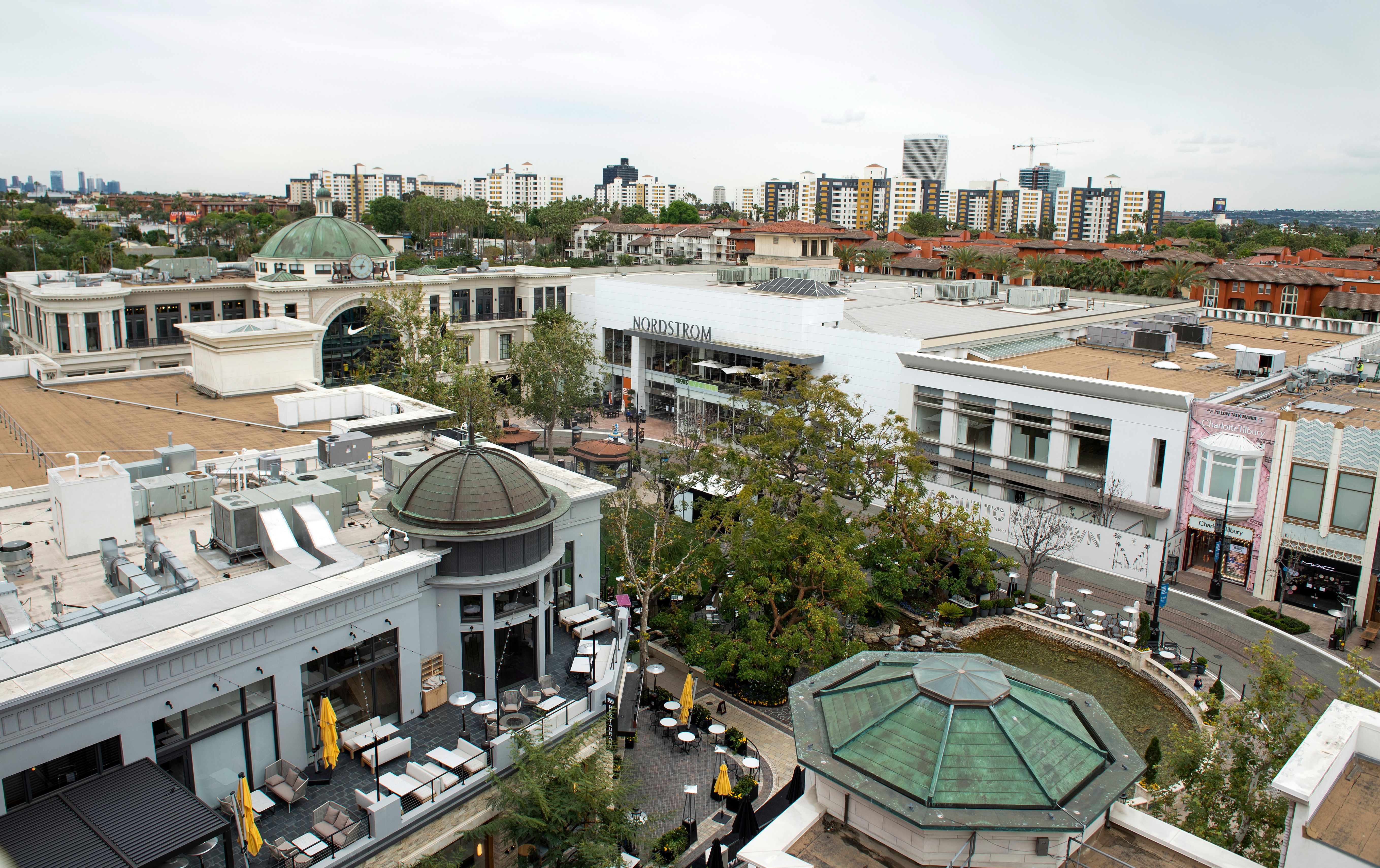 The Grove is seen deserted during the COVID-19 crisis on April 7, 2020, in Los Angeles. (VALERIE MACON/AFP via Getty Images)