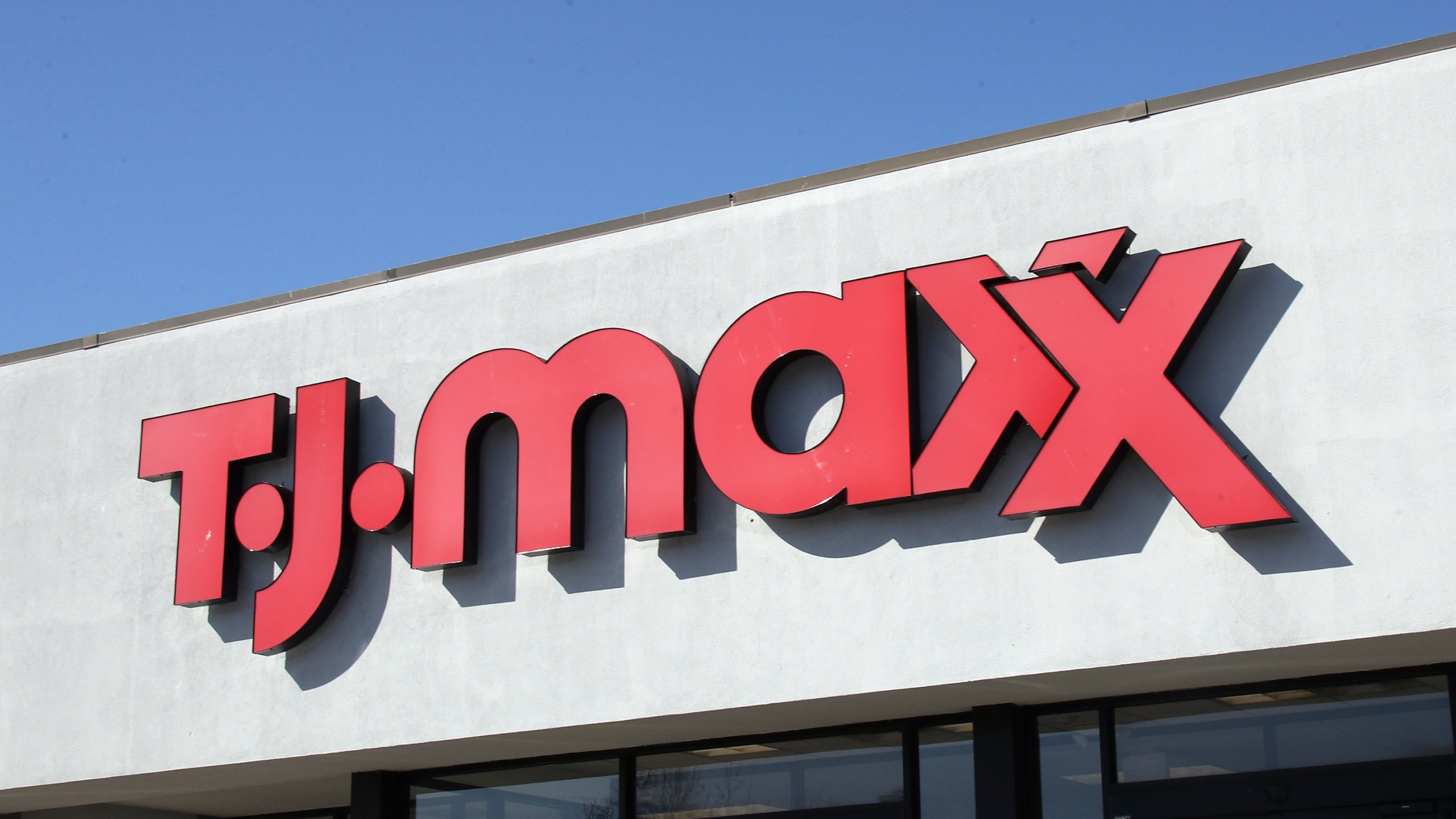 An image of the sign for a T.J. Maxx store as photographed on March 18, 2020, in Hicksville, New York. (Bruce Bennett/Getty Images)