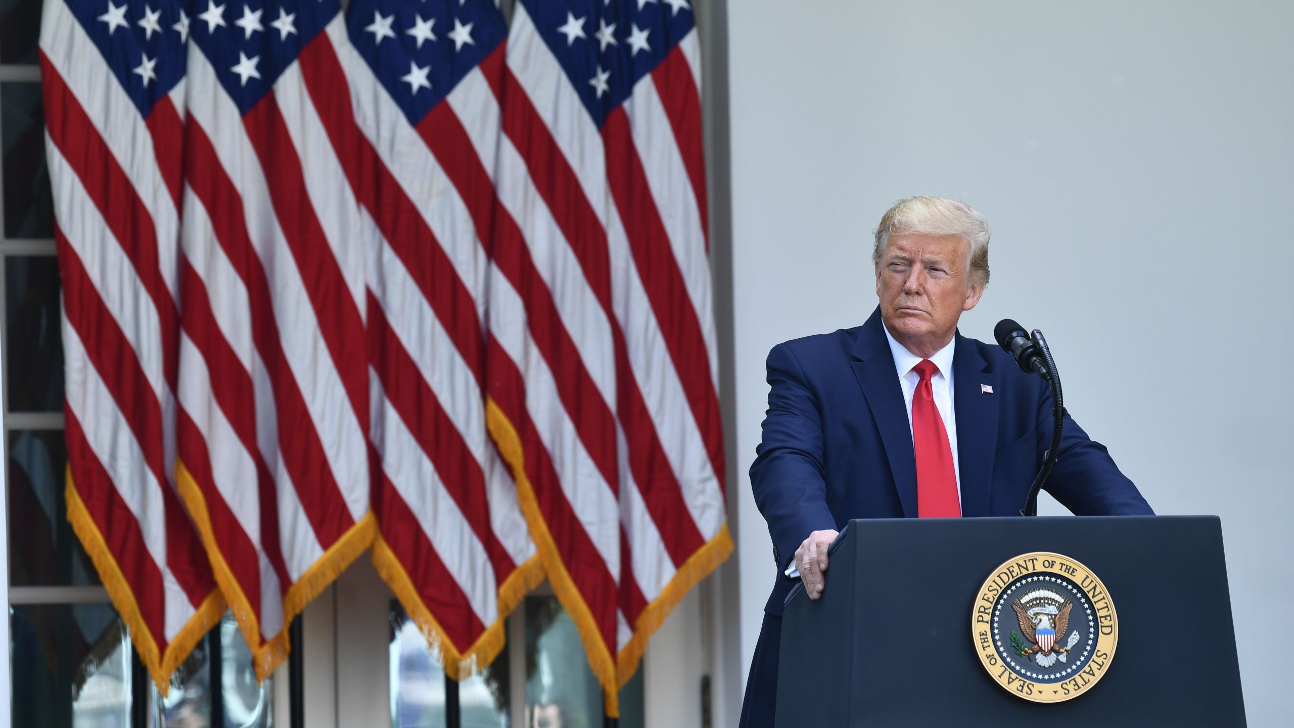 Donald Trump delivers remarks on protecting seniors with diabetes during an event in the Rose Garden of the White House on May 26, 2020. (BRENDAN SMIALOWSKI/AFP via Getty Images)