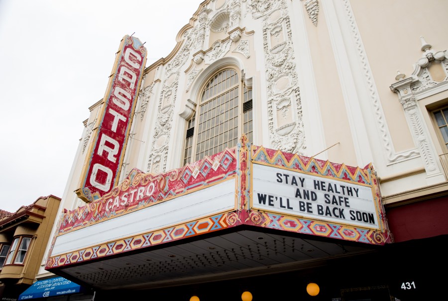 The marquee of The Castro Theatre reads "Stay Healthy And Safe We'll Be Back Soon" during the coronavirus pandemic on May 2, 2020 in San Francisco.(Rich Fury/Getty Images)