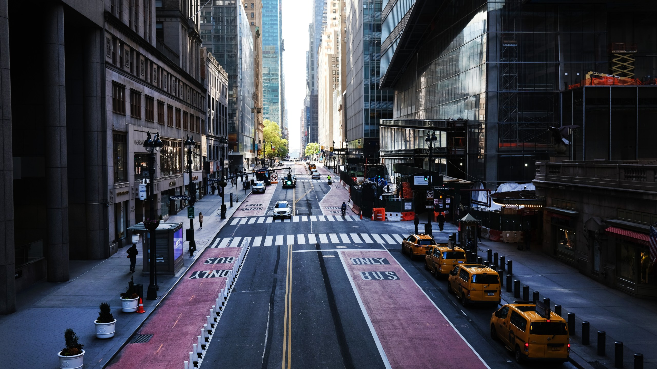 Usually one of the most congested streets in Manhattan, 42nd Street stands nearly empty on May 12, 2020, in New York City. Across America, people are reeling from the loss of jobs and incomes as unemployment soars to historical levels amid the COVID-19 outbreak. (Spencer Platt/Getty Images)