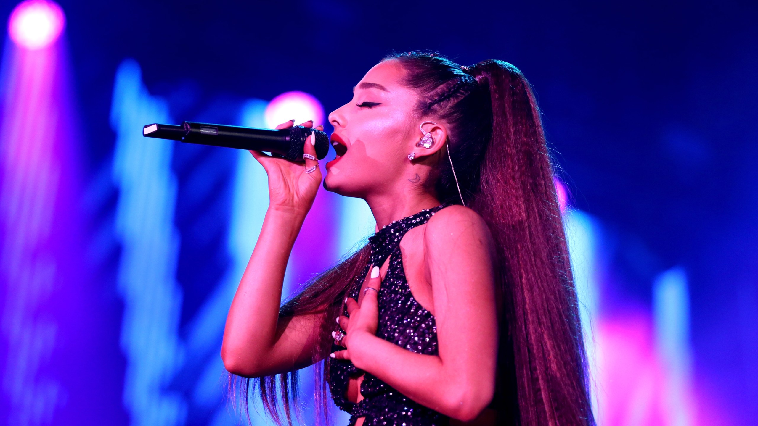 Ariana Grande performs onstage during the 2018 iHeartRadio Wango Tango by AT&T at Banc of California Stadium on June 2, 2018 in Los Angeles. (Rich Polk/Getty Images for iHeartMedia )