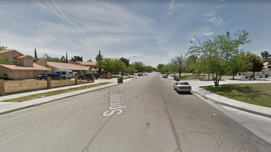 A Google Maps image shows the 1200 block of Springline Drive in Palmdale.