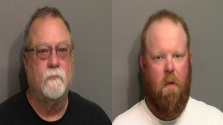 Gregory McMichael, left, and Travis McMichael are seen in booking photos released May 7, 2020, by the Glynn County Sheriff’s Office. (Glynn Co. Sheriff's Office/WJXT via CNN)