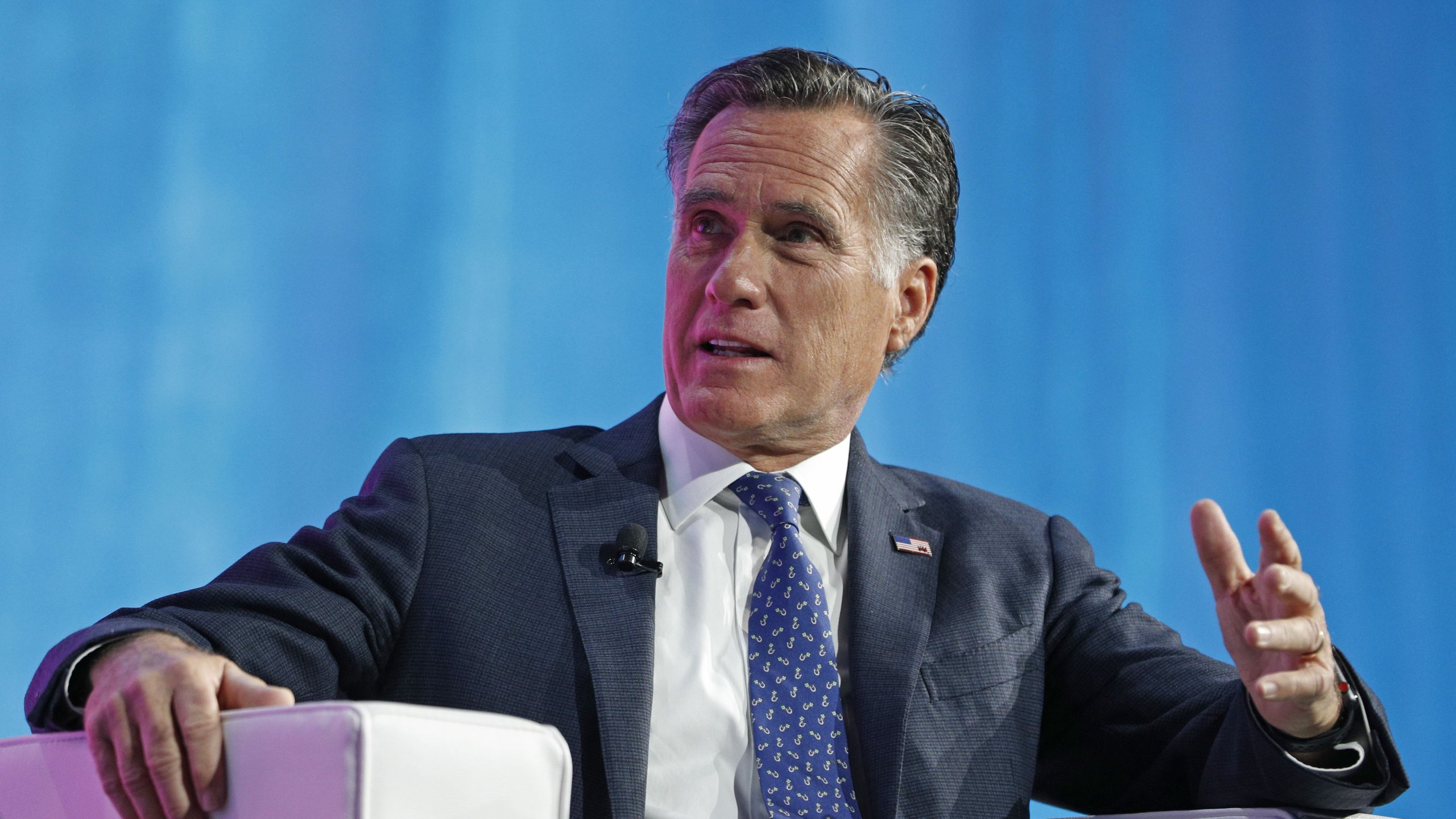 Sen. Mitt Romney, R-Utah, has proposed a temporary pay raise for essential workers who are working during the coronavirus pandemic. (George Frey/Getty Images)