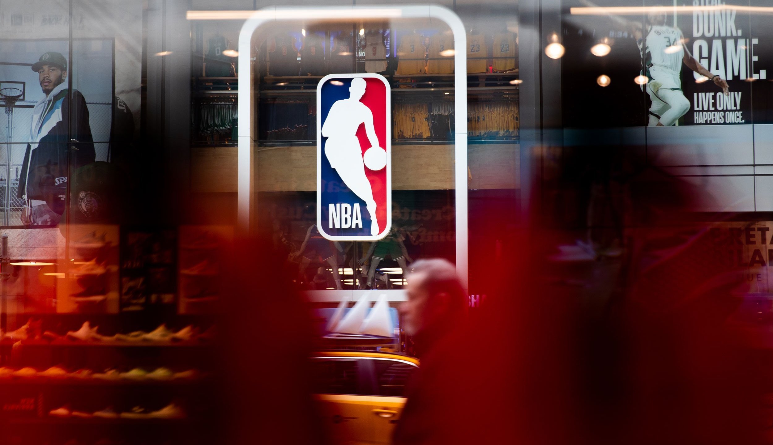 The NBA logo is seen in an undated photo. (Jenah Moon/Getty Images)