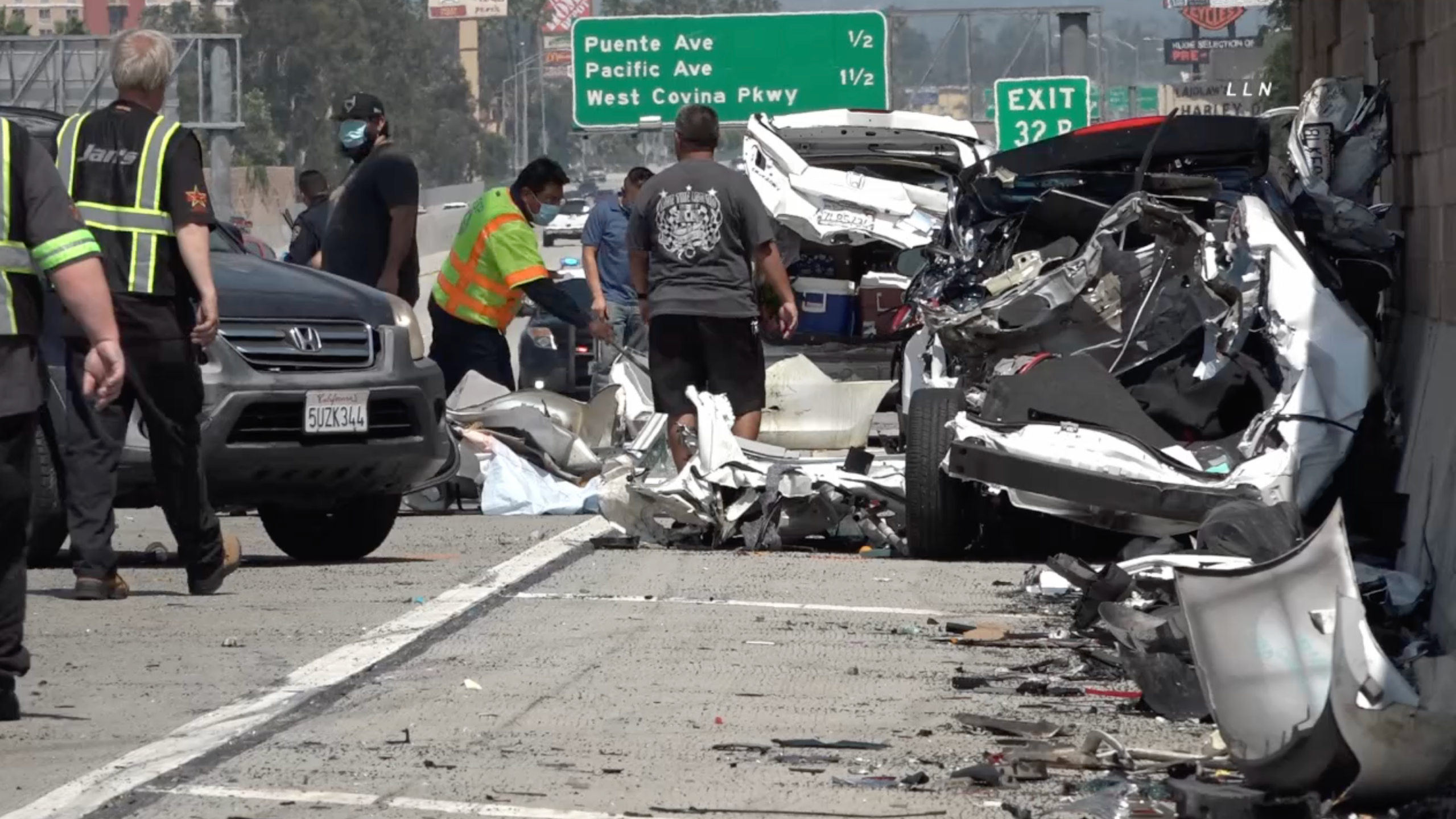 A multi-vehicle crash in Baldwin Park on May 10, 2020 left a 13-year-old dead. (LoudLabs)