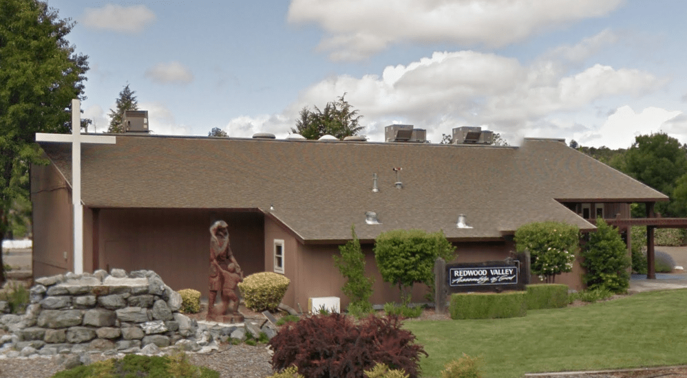 A Google Maps images shows the Assembly of God Church in Redwood Valley.