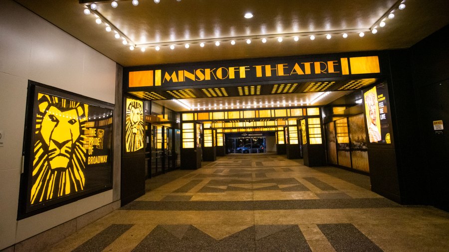 External view of a closed theater after New York cancelled all gatherings over 500 people due to COVID-19 on March 13, 2020 in New York City, NY. President Donald Trump declared a national state of emergency on Friday, more than 1,600 people have been tested positive for COVID-19 and 41 have died. (Eduardo Munoz/ VIEWpress via Getty Images)